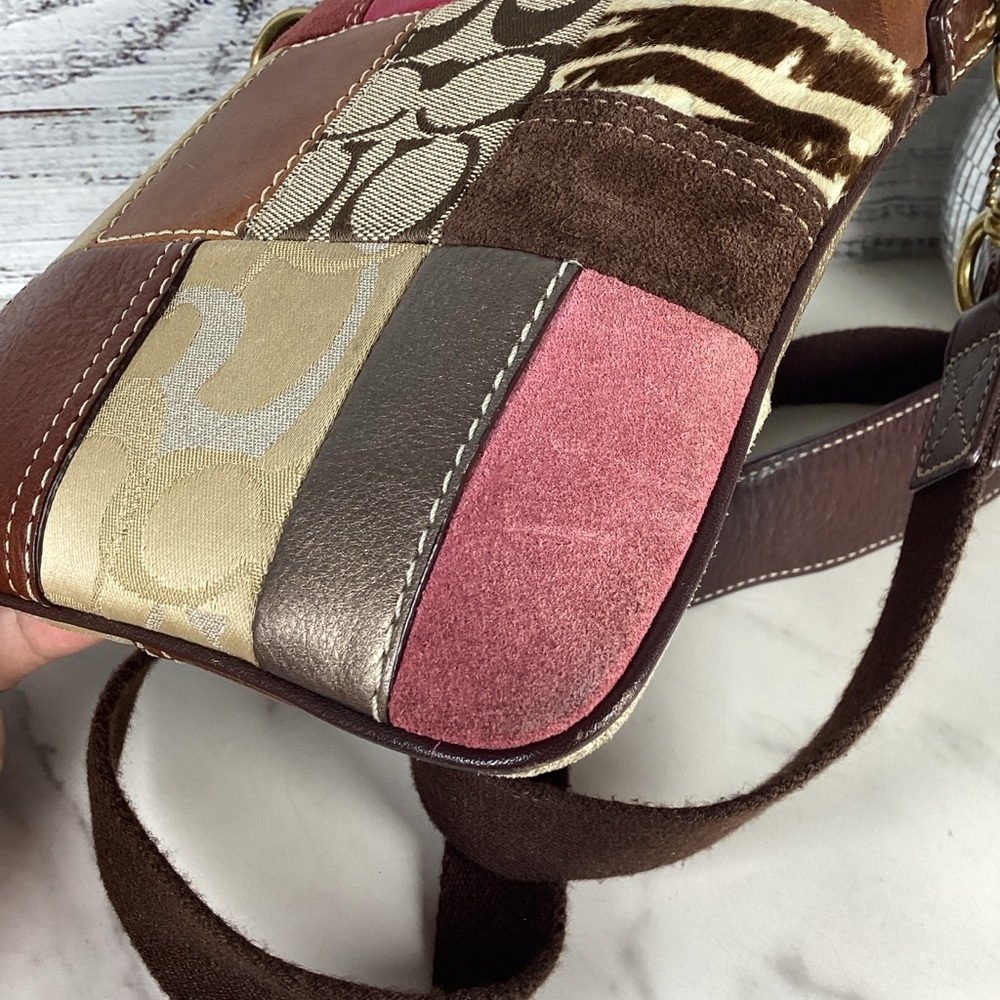 Coach Patchwork Leather Crossbody Shoulder Bag in Brown, Pink, and Gold Fall - Picture 13 of 14